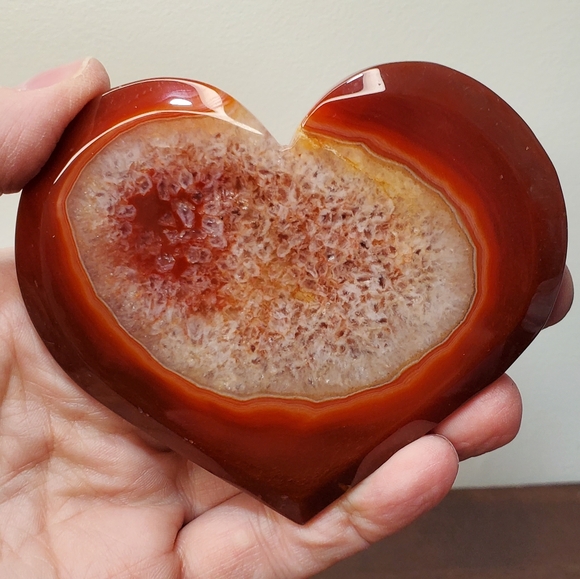 Carnelian Crystal Heart With Druzy - Picture 3 of 12